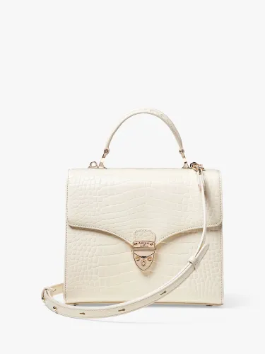Aspinal of London Mayfair Croc Leather Cross Body Bag - Ivory - Female