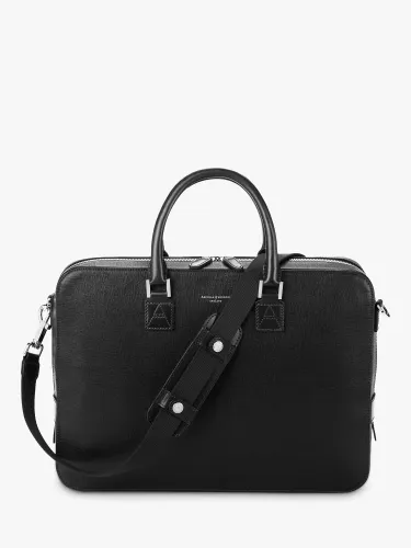 Aspinal of London Mount Street Small Saffiano Leather Laptop Bag - Black - Unisex
