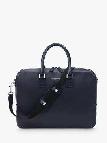 Aspinal of London Mount Street Small Saffiano Leather Laptop Bag - Navy - Unisex