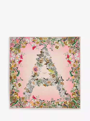Aspinal of London Ombre A Floral Silk Square Scarf - Candy Pink - Female