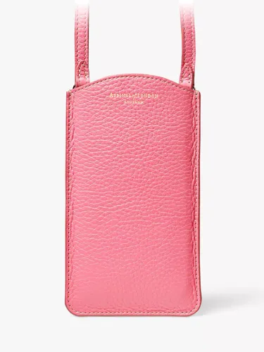 Aspinal of London Pebble Leather London Phone Case Crossbody Pouch - Candy Pink - Unisex