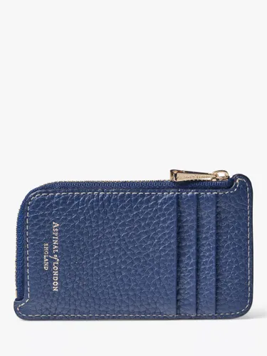 Aspinal of London Pebble Leather Zipped Coin and Card Holder - Caspian Blue - Female