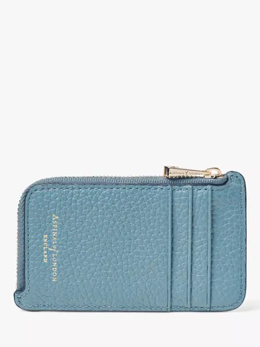 Aspinal of London Pebble Leather Zipped Coin and Card Holder - Cornflower - Female