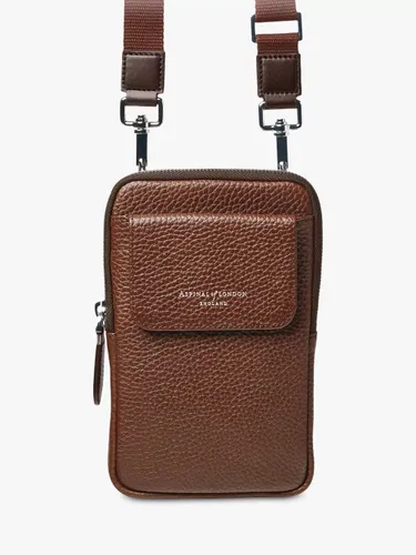Aspinal of London Reporter Pebble Leather Crossbody Phone Bag - Tobacco - Unisex