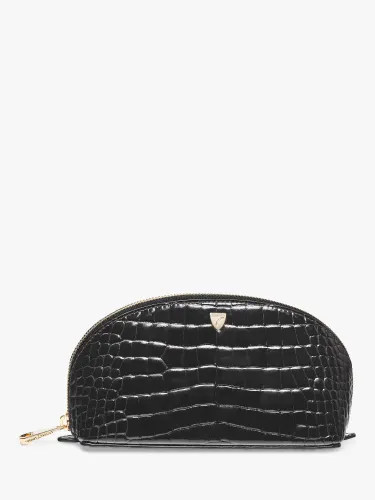 Aspinal of London Small Croc Effect Leather Cosmetic Case - Black - Unisex