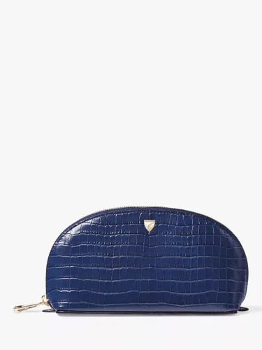 Aspinal of London Small Croc Effect Leather Cosmetic Case - Caspian Blue - Unisex