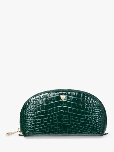 Aspinal of London Small Croc Effect Leather Cosmetic Case - Evergreen - Unisex