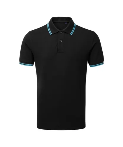 Asquith & Fox Mens Classic Fit Tipped Polo Shirt (Black/ Turquoise) - Multicolour