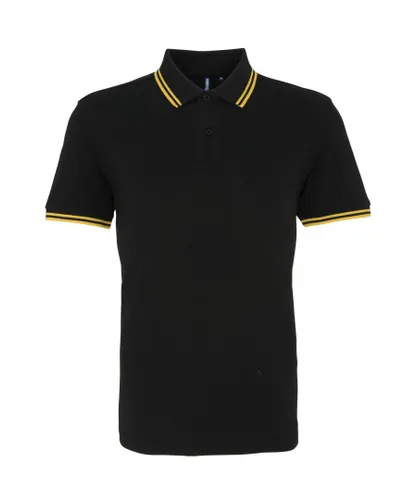 Asquith & Fox Mens Classic Fit Tipped Polo Shirt (Black/Yellow) - Multicolour