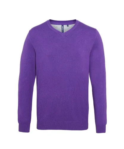 Asquith & Fox Mens Cotton Rich V-Neck Sweater (Purple Heather) - Multicolour