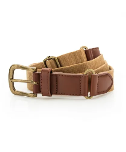Asquith & Fox Mens Faux Leather And Canvas Belt (Camel) - One