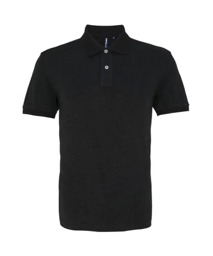 Asquith & Fox Mens Plain Short Sleeve Polo Shirt (Black Heather) - Multicolour Cotton