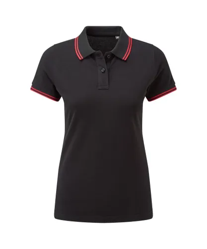 Asquith & Fox Womens/Ladies Classic Fit Tipped Polo (Black/Red) - Black/White