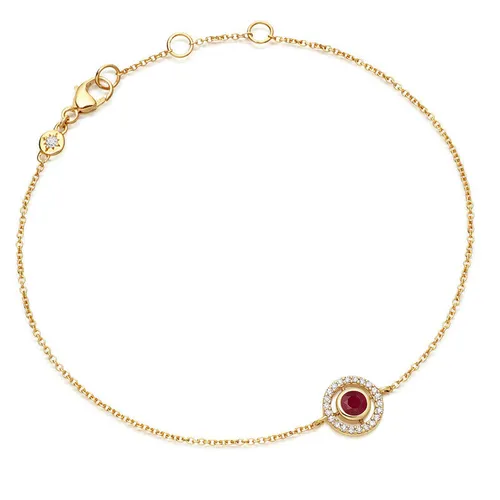 Astley Clarke Mini Icon Aura 14ct Yellow Gold Diamond Ruby Bracelet - Gold