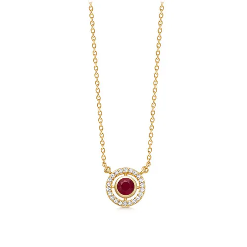 Astley Clarke Mini Icon Aura 14ct Yellow Gold Diamond Ruby Pendant - Gold
