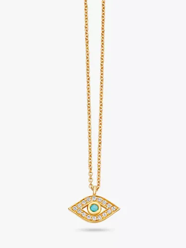 Astley Clarke Turquoise and White Sapphire Evil Eye Pendant Necklace, Gold/Blue - Gold/Blue - Female