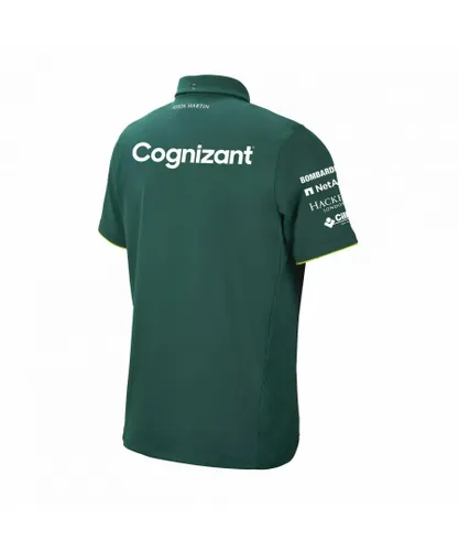 Aston Martin Cognizant F1 Official Team Mens Green Polo Shirt Cotton