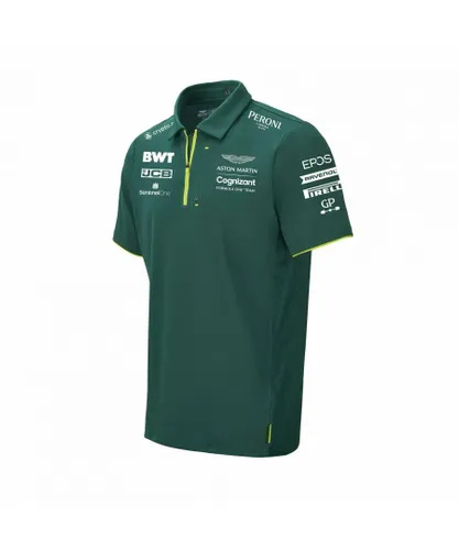 Aston Martin Cognizant F1 Official Team Mens Green Polo Shirt Cotton