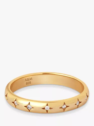 Astrid & Miyu Cosmic Star Crystal Band Ring, Gold - Gold - Female - Size: L