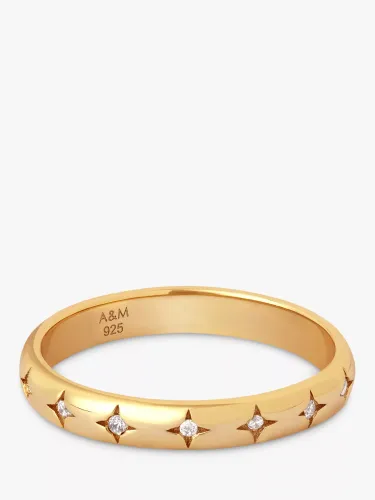 Astrid & Miyu Cosmic Star Crystal Band Ring, Gold - Gold - Female - Size: S