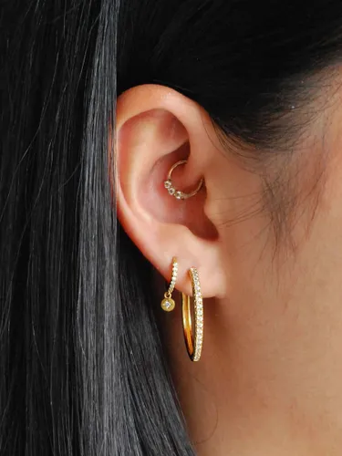Astrid & Miyu Crystal Large Hinge Hoop Earrings, Gold/Clear - Gold/Clear - Female