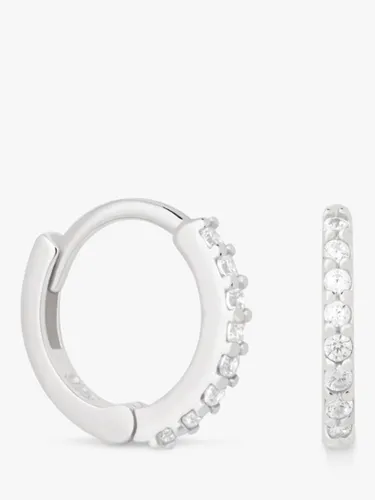 Astrid & Miyu Cubic Zirconia Huggie Hoop Earrings - Silver/Clear - Female