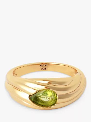 Astrid & Miyu Olivine Stone Dome Ring - Gold - Female - Size: L