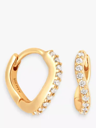 Astrid & Miyu Wave Crystal Huggie Earrings, Gold - Gold - Female