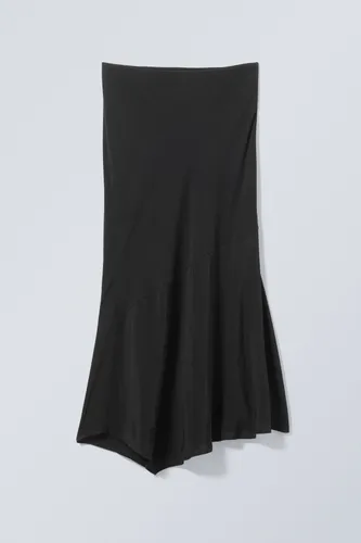 Asymmetric Midi Skirt - Black