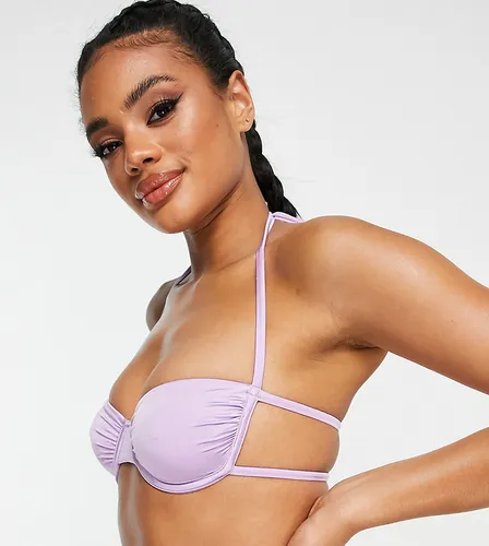 ASYOU underwired ruched bandeau bikini top co-ord in lilac-Purple