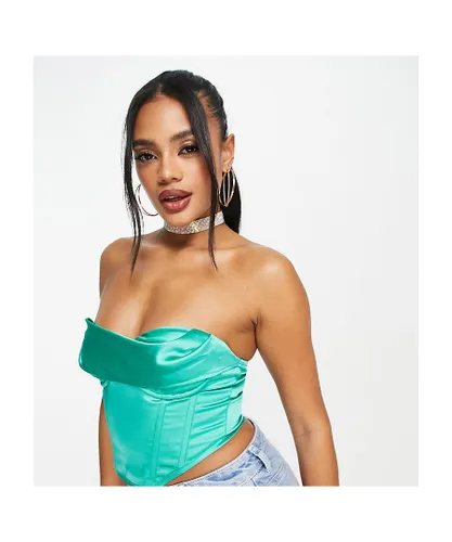 AsYou Womens cowl bandeau corset top in green