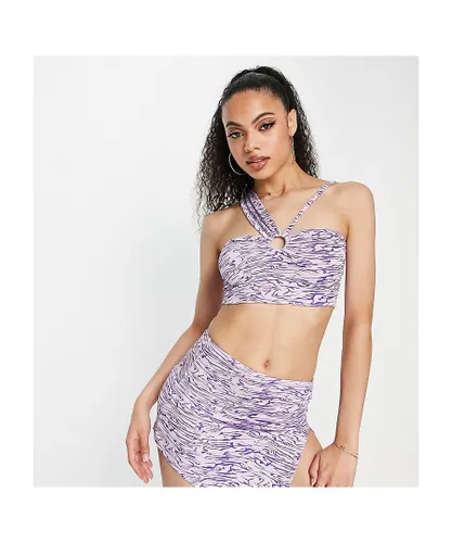 AsYou Womens zebra print ring detail cut out cami in purple - Lilac