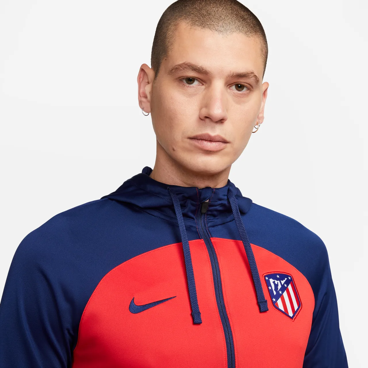 Atlético Madrid Strike Men's Nike Dri-FIT Hooded Football Tracksuit - Red - Polyester