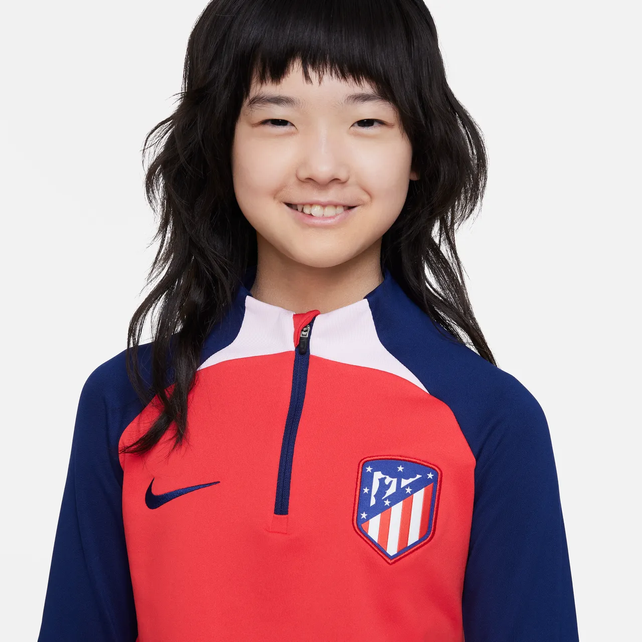 Atlético Madrid Strike Older Kids' Nike Dri-FIT Knit Football Drill Top - Red - Polyester