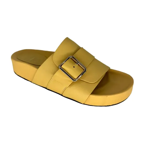 ATP Atelier , Yellow Leather Sandal with Adjustable Band ,Yellow female, Sizes: