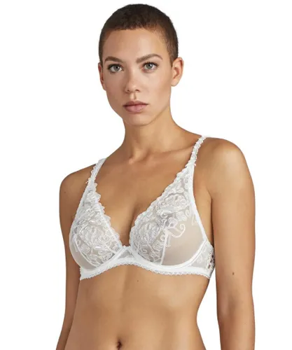 Aubade Womens TC12 Pour Toujours Plunging Triangle Bra - White Polyester/Polyamide