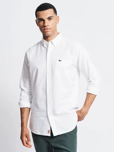 Aubin Aldridge Oxford Cotton Button Down Striped Shirt - Bright White - Male