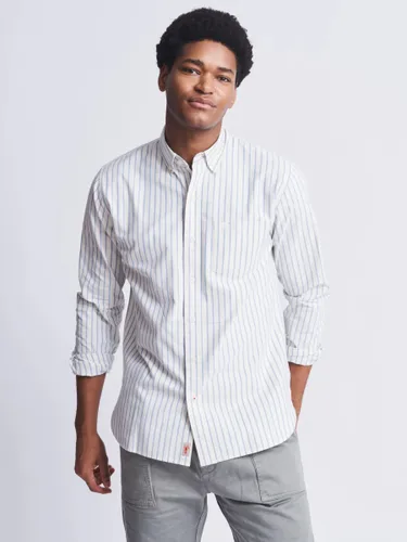 Aubin Aldridge Oxford Cotton Button Down Striped Shirt - White/Blue - Male