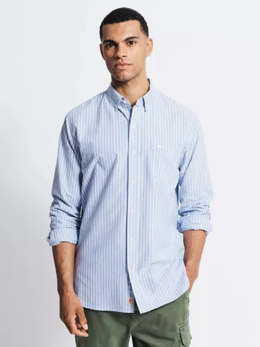 Aubin Aldridge Oxford Cotton Button Down Striped Shirt - Wide Blue Stripe - Male