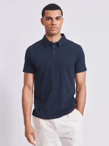 Aubin Arnold Linen Blend Polo Shirt - Navy - Male