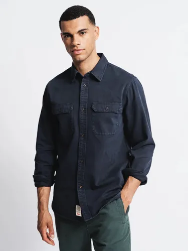 Aubin Normanby Cotton Twill Shirt - Navy - Male