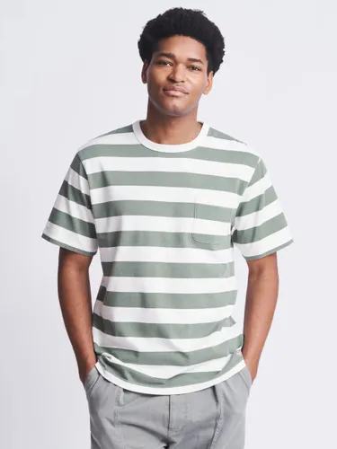Aubin Santon Relaxed Cotton T-Shirt - Khaki Stripe - Male