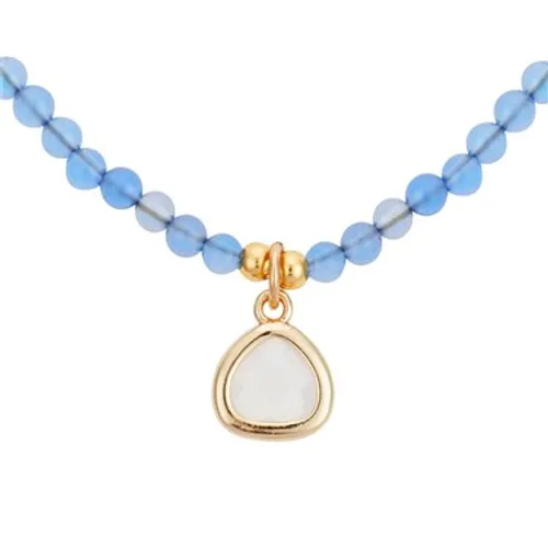 August Woods Blue + Opal Beaded Drop Necklace - Gold