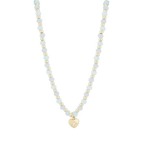 August Woods Gold Blue Bead Heart Necklace - Gold