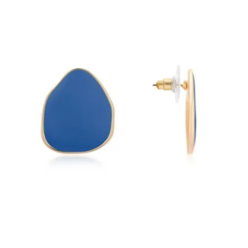 August Woods Gold & Blue Bold Beauty Stud Earrings - Gold