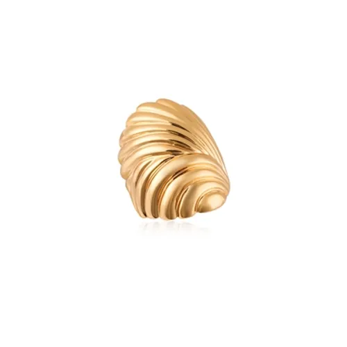 August Woods Gold Chunky Ribbed Adjustable Ring - Gold