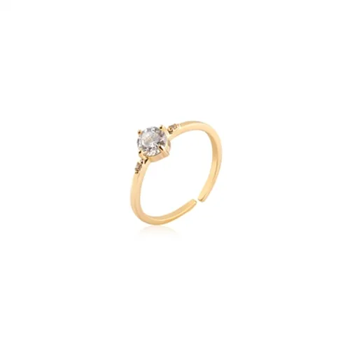 August Woods Gold CZ Solitaire Band Ring - Gold