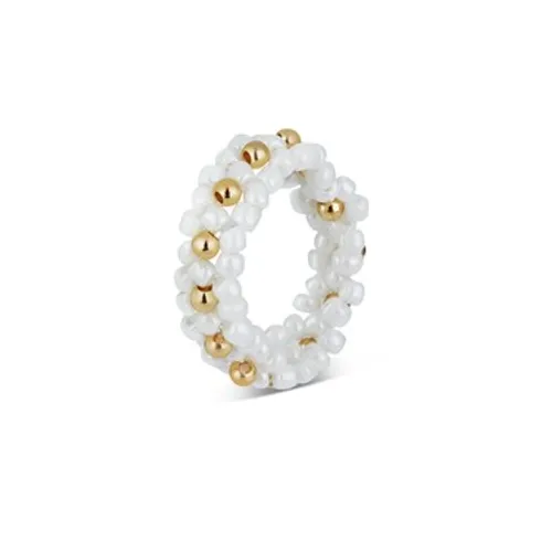 August Woods Gold Daisy Pearl Beaded Ring - Gold