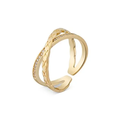 August Woods Gold Double Crystal Adjustable Ring - Gold