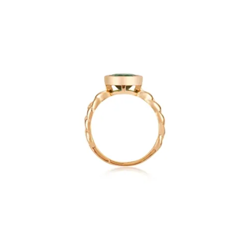 August Woods Gold Green Circle Adjustable Ring - Gold